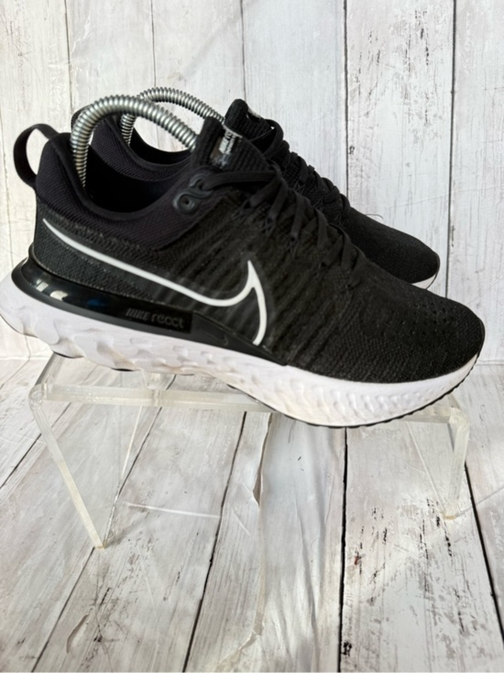 Nike Black and White React Running Shoes